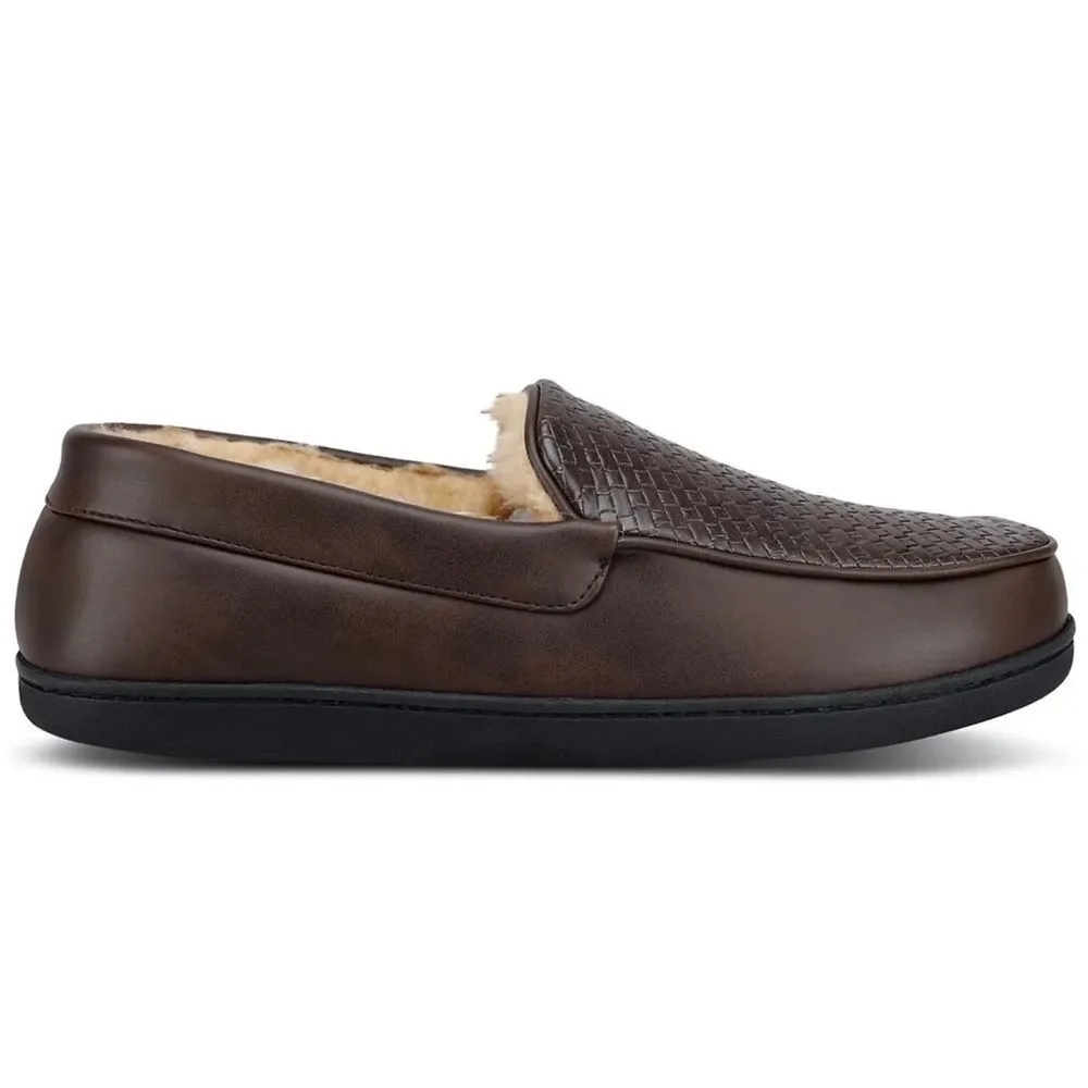 Haggar Men's Brown Leather Slippers